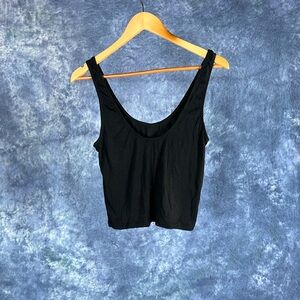 Black Ribbed Scoop Neck Crop Top Sz S